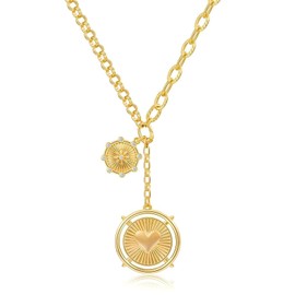 ALRNBY Charm Necklace for Women Chunky Gold Paperclip Chain Choker Heart Necklace Stackable Seashell Starfish Pendant Trendy Hypoallergenic Jewelry Gift