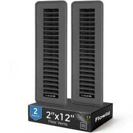 Floor Register 2x12, Heavy Duty Steel Walkable Floor Vent Covers, Air Vent Covers with Adjustable Air Supply Lever for Home Floor, 2 Pack, Grey