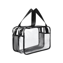 Clear Toiletry Bag, BAIYSFFG Large Clear Travel Toiletries Bag Thickened PVC Waterproof Makeup Bags with Handles Plastic Cosmetic Bag Travel Wash Bag with Zippers for Women Girls Men