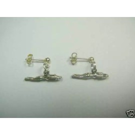 Sterling Silver Swimming Earrings, Studs