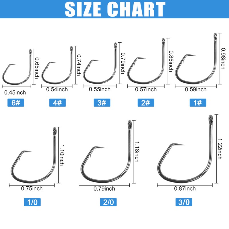 150pcs Octopus Circle Hooks Saltwater Fishing Hook Offset Sport Circle