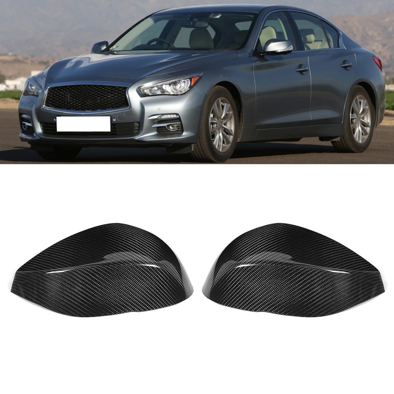 2pcs Carbon Fiber Rearview Mirror Cover Housing Fits for Infiniti