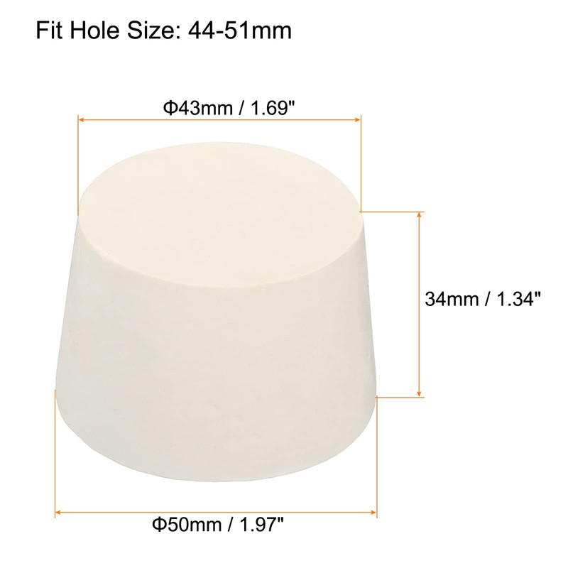 sourcing map Rubber Tapered Plug 43mm to 50mm Solid Test