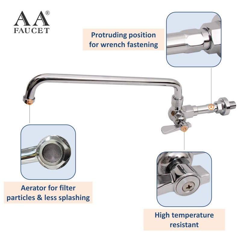 AA Faucet Single Wall Mount Commercial Manual Wok Range Faucet