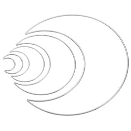 YOKIVE 8 Pcs Metal Dream Catcher Rings, Moon Floral Wreath, Handmade and Decoration, Great for DIY Home Wedding Christmas (Silver Tone, 2"/4"/6"/8")