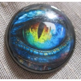 NEW GLASS DOME PIC BUTTONS - GREAT DRAGON'S EYE BUTTON - 1 INCH (25mm)