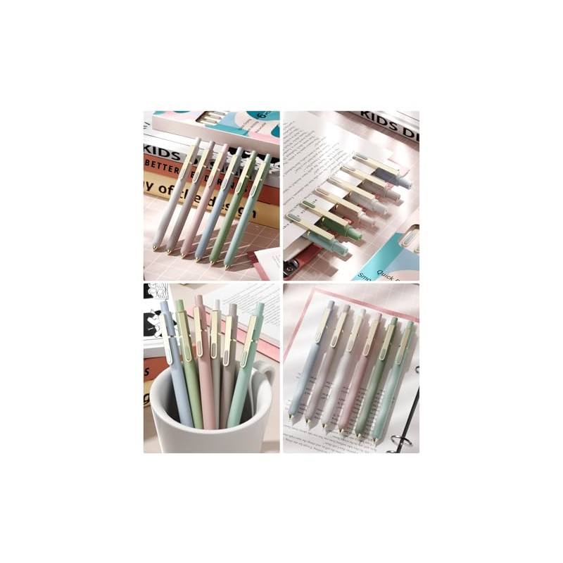 SUNEE Gel Pens, 6 Pack 0.5mm Pens Fine Point Smooth