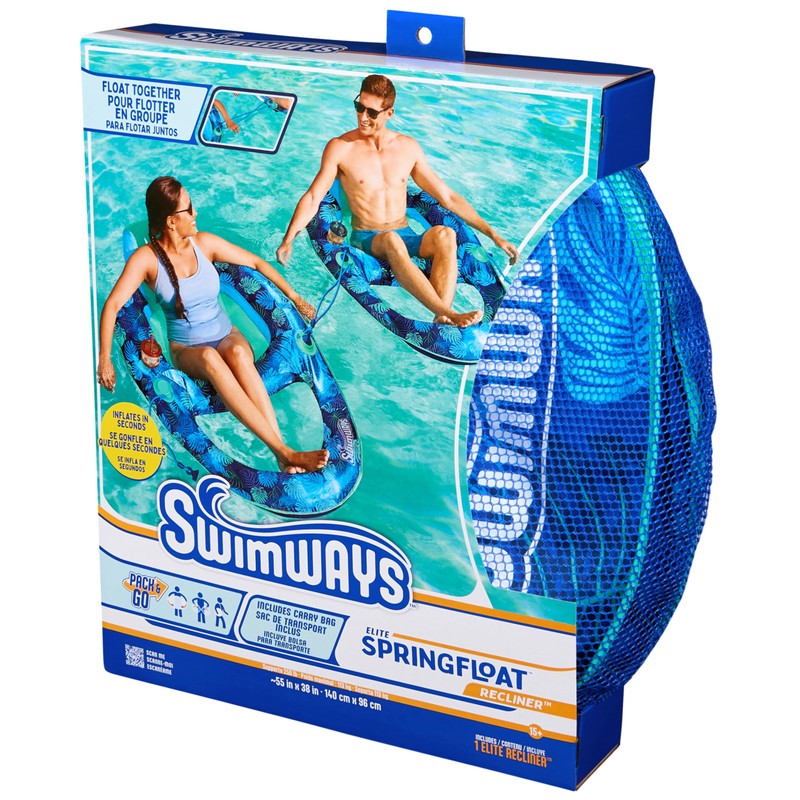 Swimways Elite Spring Float Recliner Pool Lounger, Inflatable Pool Floats