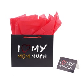 Linelglobal Large Gift Bag for Mother Day with Wrapping Paper 12.6" Love Mom