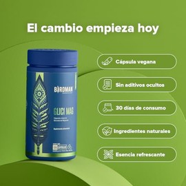 Birdman Glicinato de Magnesio 400 mg | Apoya la Absorción de Calcio | Fórmula Limpia Sin Aditivos | Cápsula Vegana | Esencia Refrescante | Suplemento Alimenticio | 30 Porciones | 120 Cápsulas
