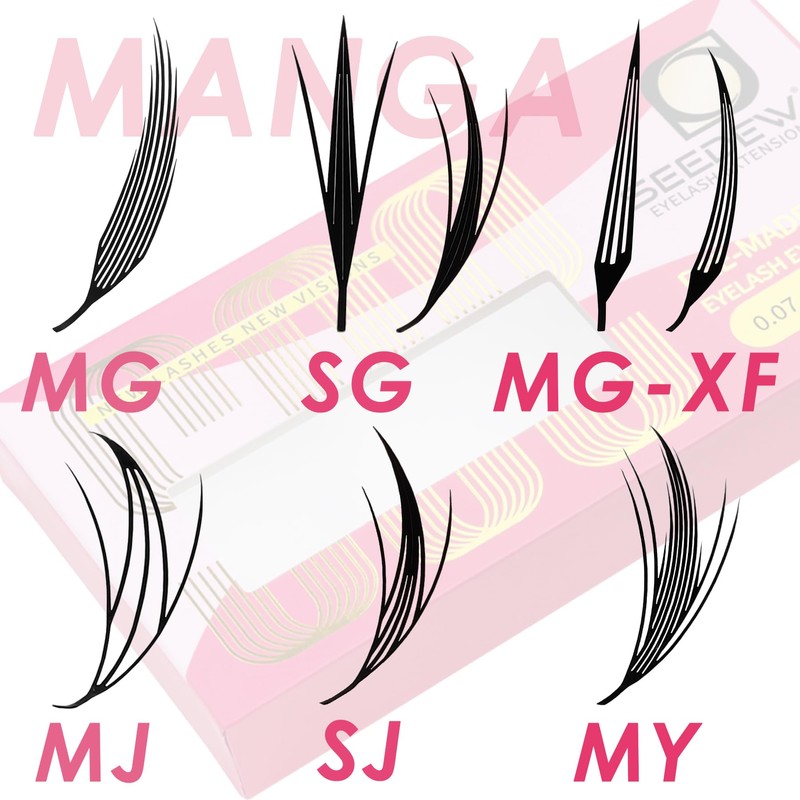 SEEDEW Eyelash Extensions, Manga MicroSpire Eyelashes, C-Curl