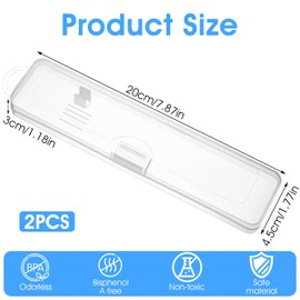 SynHHergyx Transparent Toothbrush Travel Case 2 Pack Toothbrush Case Holder Portable Plastic Clear Travel Size and Toothpaste Storage Container Hard Plastic Carrying Box with Hook for Traveling