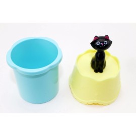 We Pay Your Sales Tax Novelty Design Bathroom Dresser Organizer Cotton Swabs Holder w A Lucky Cat Blue
