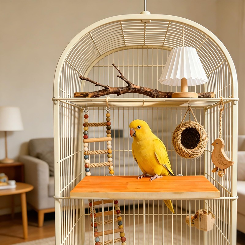 3 Pack Bird Perch Stand, Natural Wood Platform and Playground