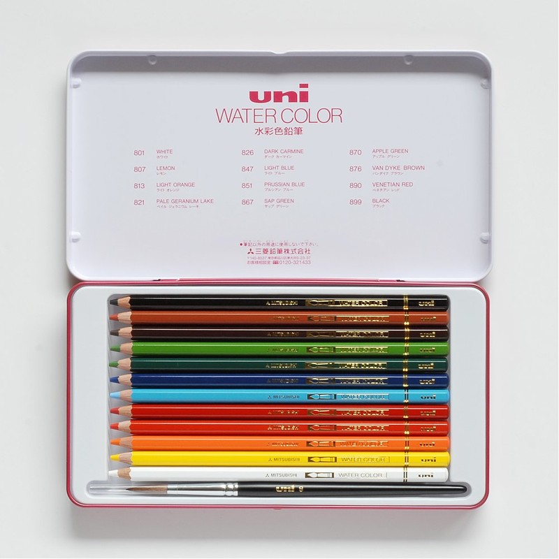 Mitsubishi Pencil UWC12C Colored Pencils, Uniwater Color, 12 Colors