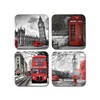 DV DESIGN 4 x Square London Coasters - Red Bus
