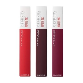 Maybelline Kit 3 Labiales líquidos Super Stay Matte Ink 5ml c/u, lipstick matte de larga duración, color intenso por hasta 16H, alta pigmentación, no 