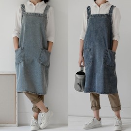 Very Belly Apron, Just Put On, Denim Apron, Canvas Fabric, For Adults, Large Size, Denim Work, Work Apron, blue (dark)