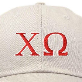 DALIX Chi Omega Sorority Hat Womens Greek Letters Embroidered Baseball Cap Beige