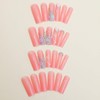 24 Pcs Pink Press on Nails Long Square Fake Nails
