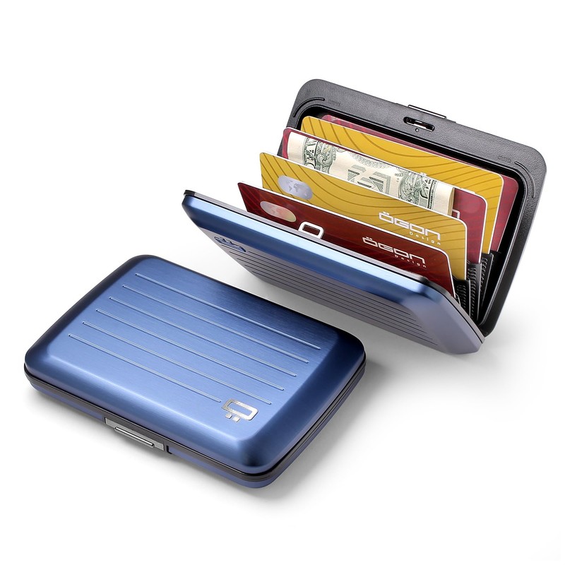 ÖGON -DESIGNS- Aluminum card holder with metal lock, RFID Protection