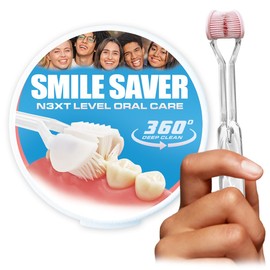 SMILE SAVER 360° Deep Clean 3-Sided Toothbrush | 3X Triple Clean + Soft Gum Massage | Built-in Tongue Scraper | Child Kids Adults Braces Special Needs Travel (Pink Brush Head (Ultra Soft))