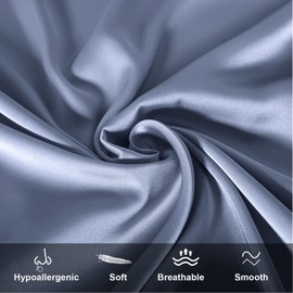 Mulberry Silk Pillowcase for Hair and Skin,Standard Size Cooling Silk Pillow Case with Hidden Zipper,Allergen Proof Dual Sides Soft Breathable Smooth Silk Pillow Cover for Women(Standard,Grayish Blue)