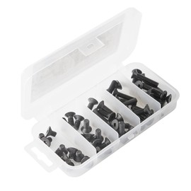 M5 x 8mm 12mm 16mm 20mm 25mm Flat Head Socket Cap Screws Countersunk Bolts, 10.9 Grade Alloy Steel, Black Oxide Finish, Fully Threaded, Metric Allen Hex Drive, Assortment Kit 50PCS