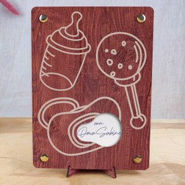 Baby Geschenk Mädchen - XL Geldgeschenk aus Holz inkl. Ständer | Baby Geburt Junge, Geburtskarte oder Geldgeschenk, Glückwunsch zum Baby, Glückwunschkarte zur Geburt eines Jungen