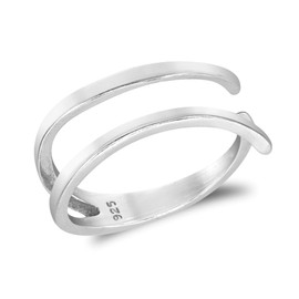 AeraVida Contemporary Double Banded .925 Sterling Silver Wraparound Ring | Minimalist Line Silver Ring for Women | Everyday Wear Casual Ring for All Occasion | Anniversary Jewelry Gift | Size (7)