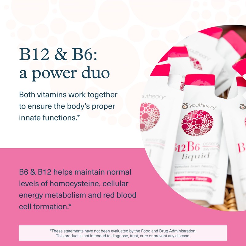 Youtheory Vitamin B12 B6, Daily Energy and Brain Support Supplement,