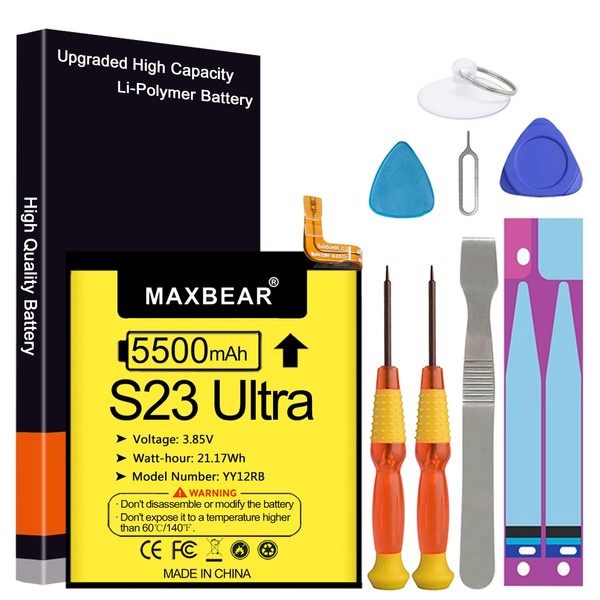 Galaxy S23 Ultra Battery, Upgraded 5500mAh 3.85V Li-Polymer Replacement Battery
