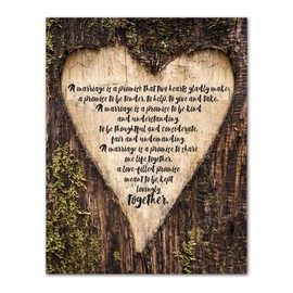 "A Marriage Is a Promise" Inspirational Love Quote Wall Art - Unframed 11 x 14 Tree Heart Photographic Print - Makes a Great Gift for Family and Friends under $15