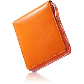 Eredita Men's Bi-fold Wallet, Zip Around - Tochigi Leather, orange