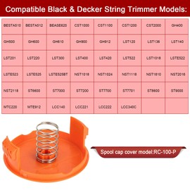 Kudoosen RC-100-P Replacement Spool Cover Compatible with Black & Decker BESTA510 BESTA512 BEASE620 CST1000 GH600 GH610 GH900 LST120 String Trimmers, 3 Cap+3 Spring