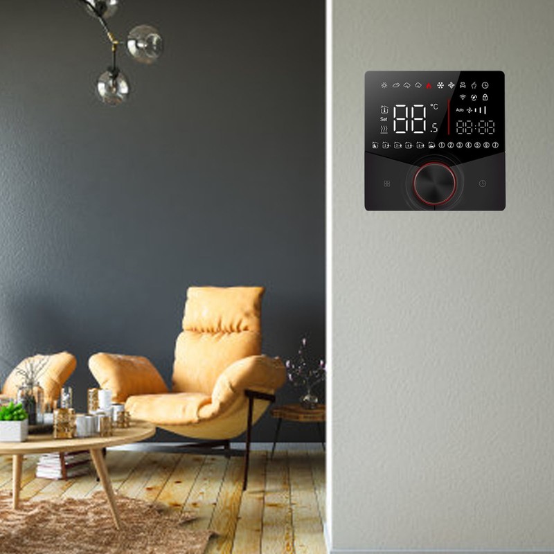 Thermostat ABS Black Smart Programmable WiFi Digital Touchscreen LCD Color