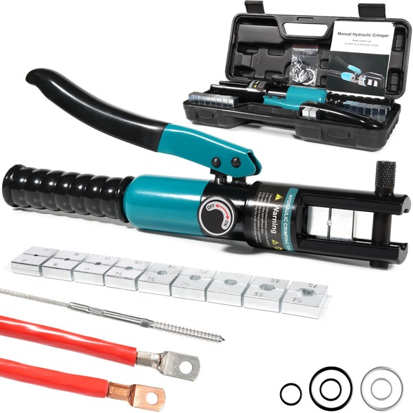 Brileine 10-Ton Hydraulic Crimping Tool with 9 Dies - Battery