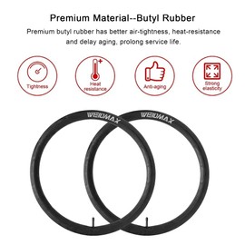 26 Inch Bike Tube, 26'' x 1.95/2.10/2.125 Replacement Inner Tire Tubes 2 Pack, Heavy Duty Thorn Resistant Inner Tire with Repair Tool Kit for Most Adult Bikes, Premium Quality Butyl Rubber Made