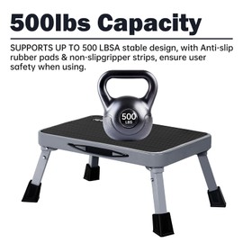 RV Step Stool Foldable 1-Step Ladder Sturdy Metal Stable Step Stool with a Non-Slip Platform Supports up to 500 lb with Non-Slip Rubber Feet, Easy to Carry