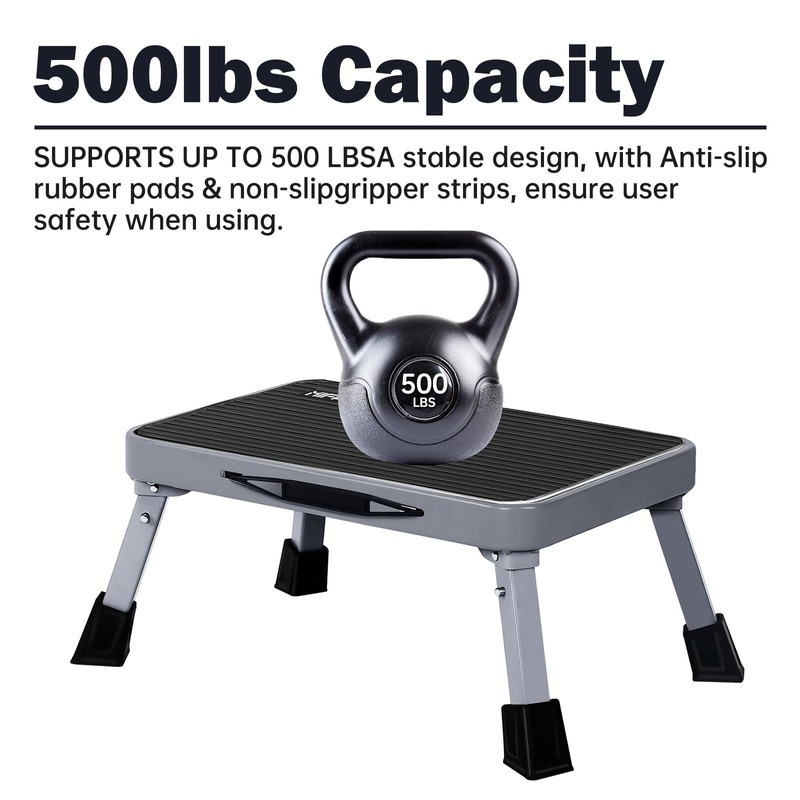 RV Step Stool Foldable 1-Step Ladder Sturdy Metal Stable Step