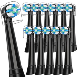 12PCS Replacement Heads Compatible with Oral B iO 2 3 4 5 6 7 8 9 10 Series Electric Toothbrush, IO Brush Heads Compatible with Oral B, Medium Bristles for Teeth Clean & Gums Care (Black)