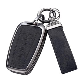 YO&YOYE Compatible con Funda para Llavero de Toyota con Llavero, Estuche de Cuero Protector de Llave para Camry RAV4 Highlander C-HR Prius Corolla Avalon GT86 2018-2022 Llave Inteligente (Model1