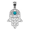 Fine Sterling Silver Hamsa Hand with Blue Stone Evil Eye