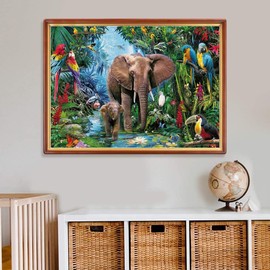Puzzle 1000 Pieces Adult Elephant Parrot & Rainforest 70 x 50 cm Puzzles for Adults Educational Game Challenge Toy 1000 Piece Puzzles for Adults Children