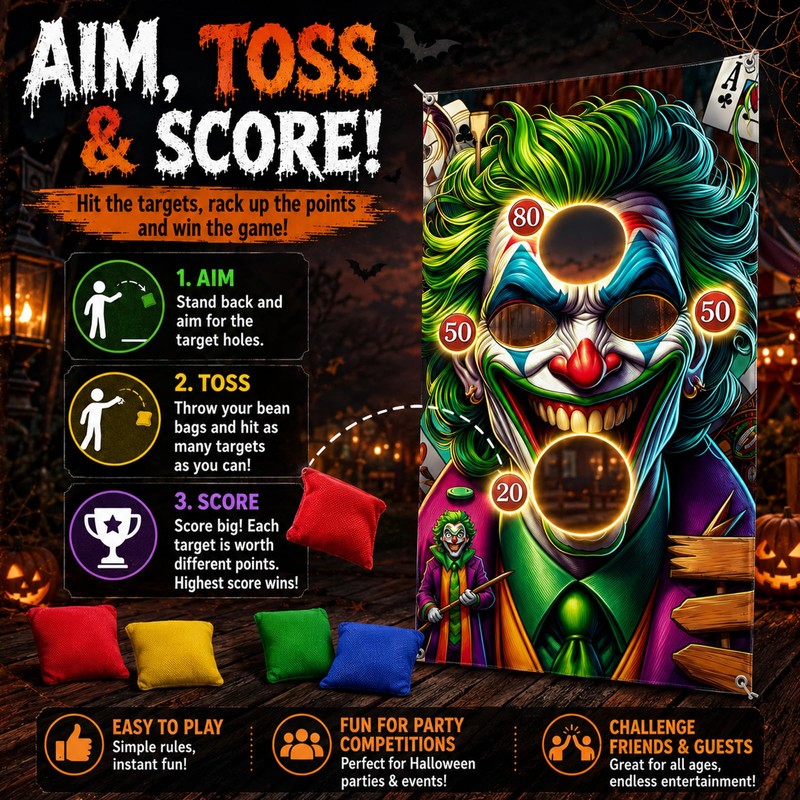 6Pcs Halloween Clown Bean Bag Toss Game Set