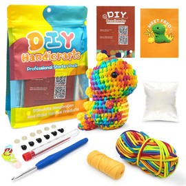 KIWOP Kit de Crochet para Principiantes, Kit de ganchillo para principiantes con Video Tutoriales de Tejido, 40% Más Paquetes ce Materiales, Suficientes para Múltiples Experiencias, Aptos para Principiantes y Amantes de Los Textiles Hechos a Mano(Dinosau