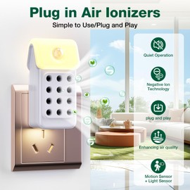 JOSTART Air Ionizer for Home (3 Pack） - Plug-in Negative Ion Air Purifier with smart warm ambient glow, Quiet Air Freshener for Bedroom, Office, Kitchen，Mini Air Purifier, Smoke, Dust, Pet Smell
