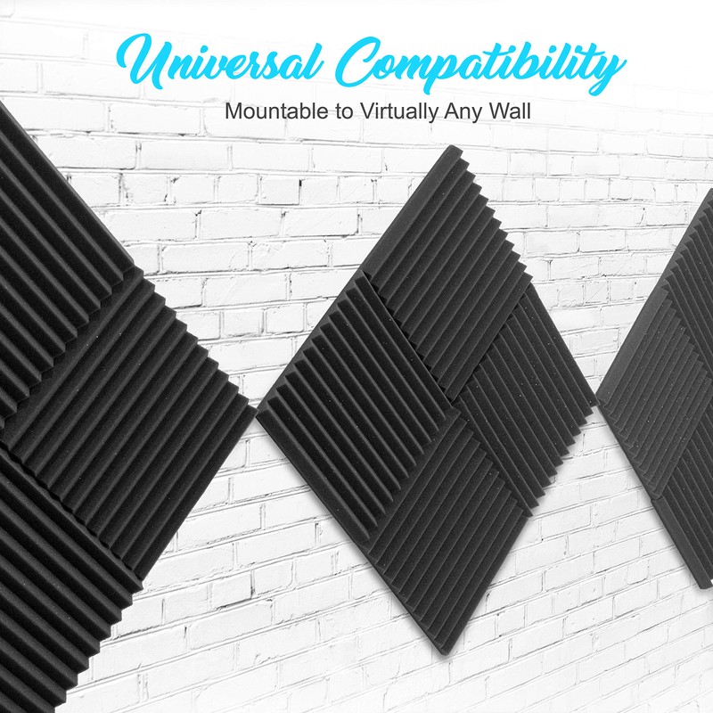 Pyle 12 Pack Acoustic Foam Panels, Audio Acoustic Sound Dampening,