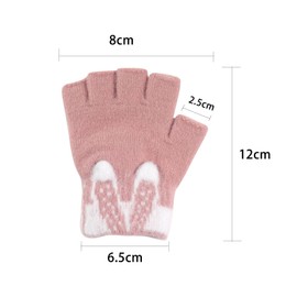 TINAYAUE Children's Half Finger Gloves Unisex Cartoon Warm Skin Friendly Winter Knitted Gloves Client Child Cute Plush Rabbit Ear Mittens Fingerless Gloves for 4-6 Years Old Boys Girls, pink