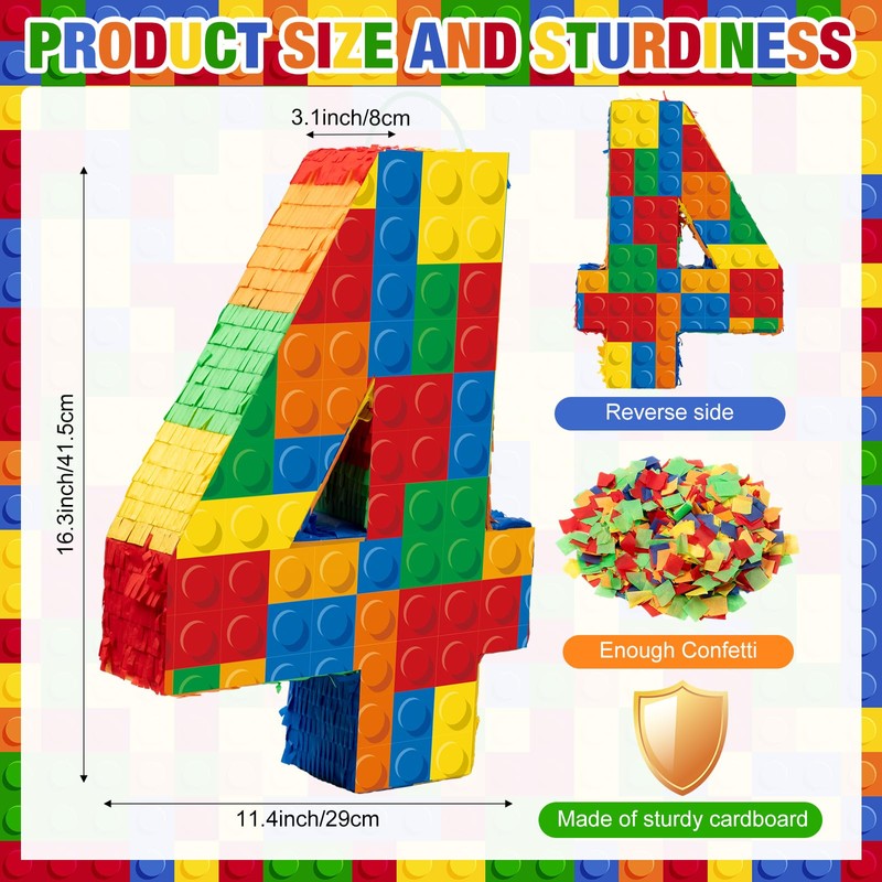 RoundFunny Number 5 Building Blocks Piñata 16.5 Inch Party Supplies
